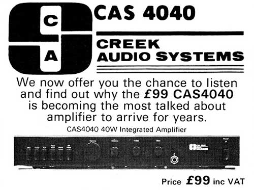 publicité pour le CAS 4040 de Creek Audio System
